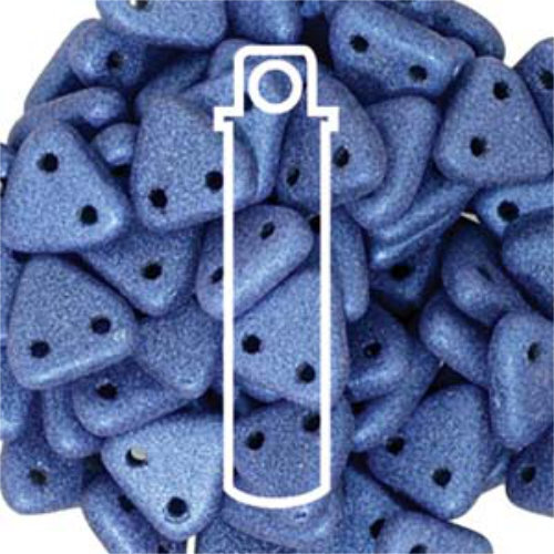 CzechMates 6mm Triangle Beads - 2 Hole - Metallic Suede Blue - TRI06-23980-79031 - 9gm Tube