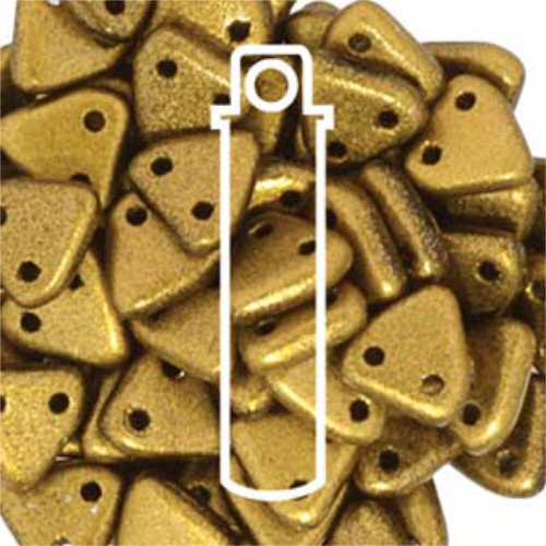 CzechMates 6mm Triangle Beads - 2 Hole - Matte Metallic Goldenrod - TRI06-00030-01730 - 9gm Tube