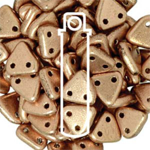CzechMates 6mm Triangle Beads - 2 Hole - Matte Metallic Copper - TRI06-00030-01770 - 9gm Tube