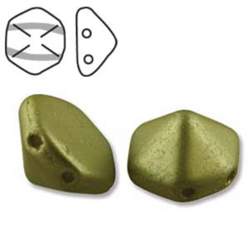 Pyramid Hex 12mm x 7.7mm - Pastel Lime - PYH12-25021 - 12 Bead Strand