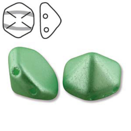 Pyramid Hex 12mm x 7.7mm - Pastel Chrysoprase - PYH12-25025 - 12 Bead Strand