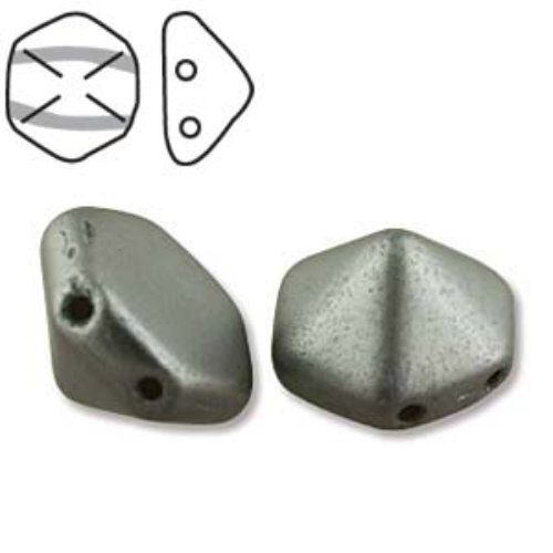 Pyramid Hex 12mm x 7.7mm - Pastel Silver - PYH12-25028 - 12 Bead Strand