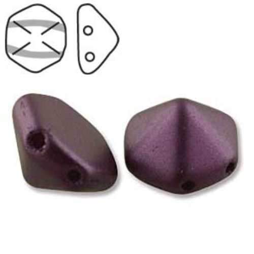 Pyramid Hex 12mm x 7.7mm - Pastel Bordeaux - PYH12-25032 - 12 Bead Strand
