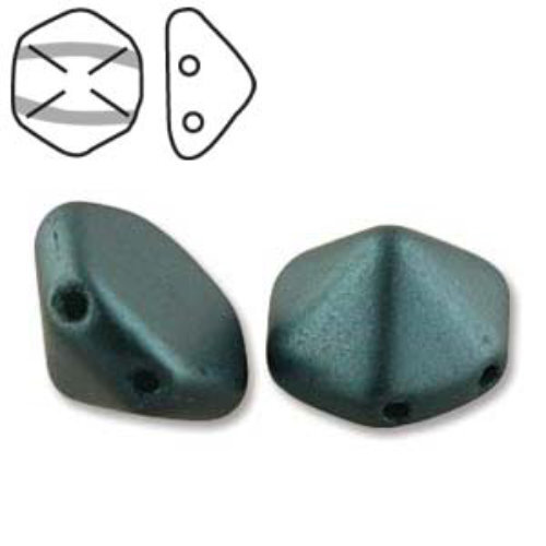 Pyramid Hex 12mm x 7.7mm - Pastel Petrol - PYH12-25033 - 12 Bead Strand