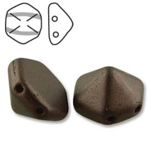 Pyramid Hex 12mm x 7.7mm - Pastel Bronze - PYH12-25036 - 12 Bead Strand