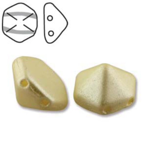 Pyramid Hex 12mm x 7.7mm - Pastel Cream - PYH12-25039 - 12 Bead Strand