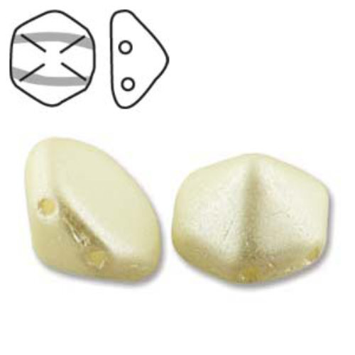 Pyramid Hex 12mm x 7.7mm - Pastel Light Cream - PYH12-25110 - 12 Bead Strand