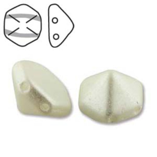Pyramid Hex 12mm x 7.7mm - Pastel White - PYH12-25001 - 12 Bead Strand