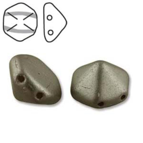 Pyramid Hex 12mm x 7.7mm - Pastel Cocoa - PYH12-25005 - 12 Bead Strand