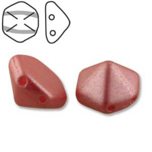 Pyramid Hex 12mm x 7.7mm - Pastel Light Coral - PYH12-25007 - 12 Bead Strand