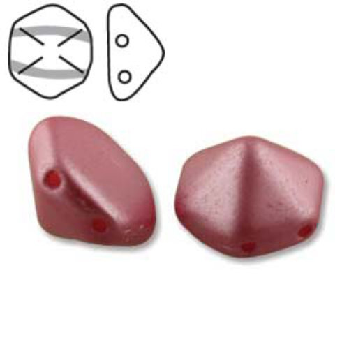 Pyramid Hex 12mm x 7.7mm - Pastel Pink - PYH12-25008 - 12 Bead Strand