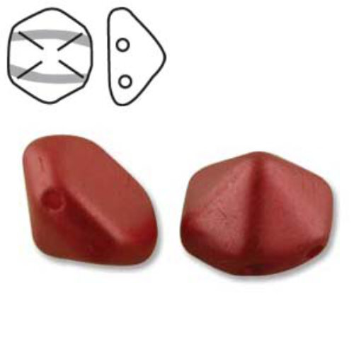 Pyramid Hex 12mm x 7.7mm - Pastel Dark Coral - PYH12-25010 - 12 Bead Strand
