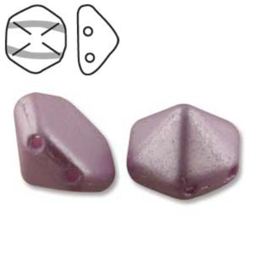 Pyramid Hex 12mm x 7.7mm - Pastel Light Rose - PYH12-25011 - 12 Bead Strand