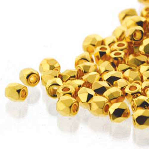 2mm 24K Gold Plate - Fire Polish Beads - FPR0200030-GP