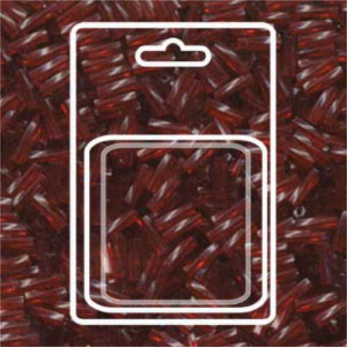 Miyuki 6mm x 2mm Twisted Bugle Bead - TW206-1716 - Transparent Dyed Cranberry - 13gm Card