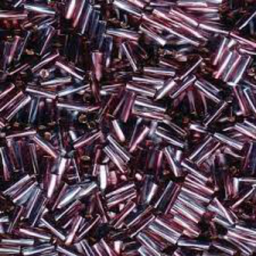 Miyuki 6mm x 2mm Twisted Bugle Bead - TW206-3938 - Silver Lined Aqua / Amethyst - 13gm Card