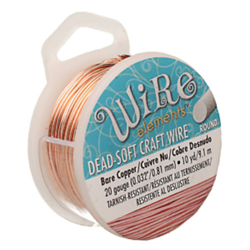 Tarnish Resistant Soft Temper Bare Copper 20 Gauge Round Wire - 10yd / 9m Spool  - CW20R-BC-10