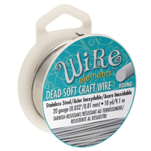 Tarnish Resistant Soft Temper Stainless Steel 20 Gauge Round Wire - 10yd / 9m Spool  - CW20R-SS-10