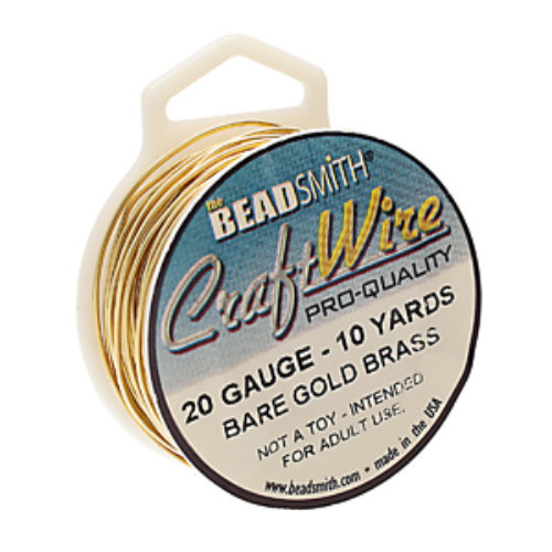 Tarnish Resistant Soft Temper Bare Gold Brass 20 Gauge Round Wire - 10yd / 9m Spool  - CW20R-BGB-10