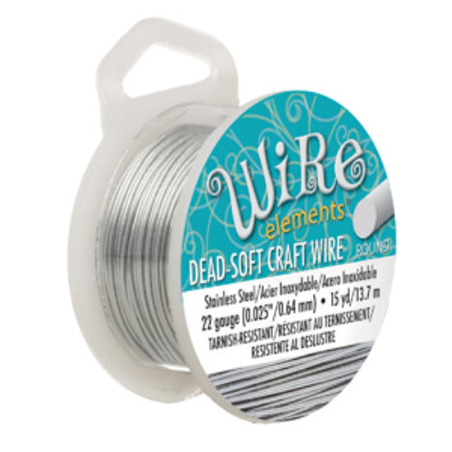 Tarnish Resistant Soft Temper Stainless Steel 22 Gauge Round Wire - 15yd / 13m Spool - CW22R-SS-15