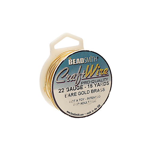 Tarnish Resistant Soft Temper Bare Gold Brass 22 Gauge Round Wire - 15ft / 4.5m Spool - CW22R-BGB-15