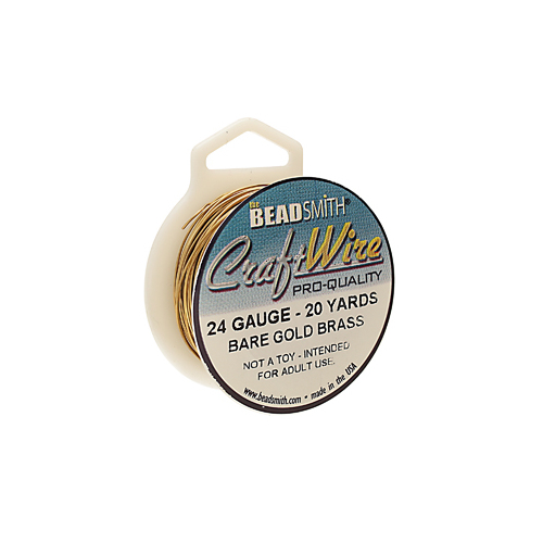 Tarnish Resistant Soft Temper Bare Gold Brass 24 Gauge Round Wire - 20yd / 18m Spool - CW24R-BGB-20