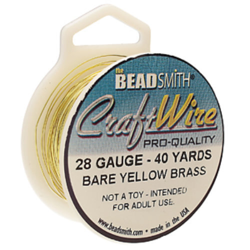 Tarnish Resistant Soft Temper Yellow Brass 28 Gauge Round Wire - 40yd / 36m Spool - CW28R-BYB-40