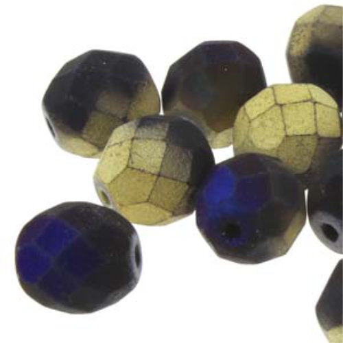 4mm Fire Polish Beads - Jet Matt Cali Blue 23980-98848 - 40 Bead Strand