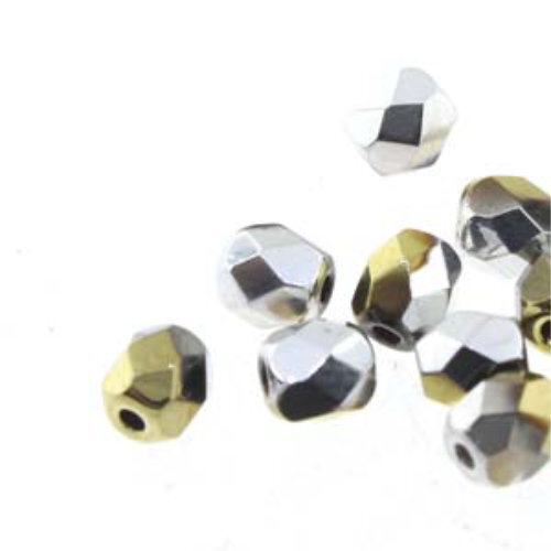 4mm Fire Polish Beads - Jet Cali Silver 23980-98550 - 40 Bead Strand