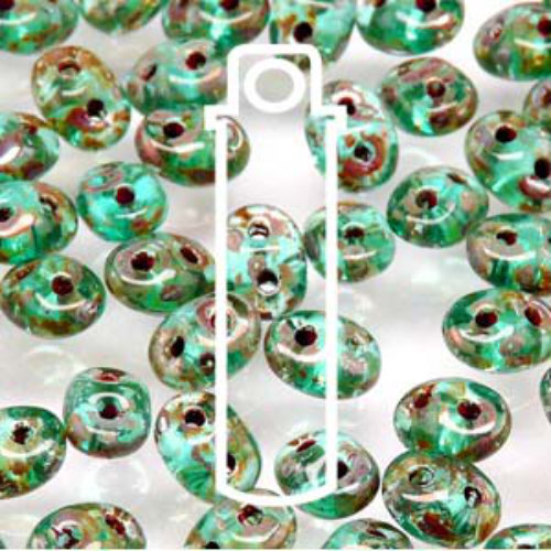 Mini Duo 2mm x 4mm - DU0460020-43400 - Aquamarine Picasso - 8gm Tube