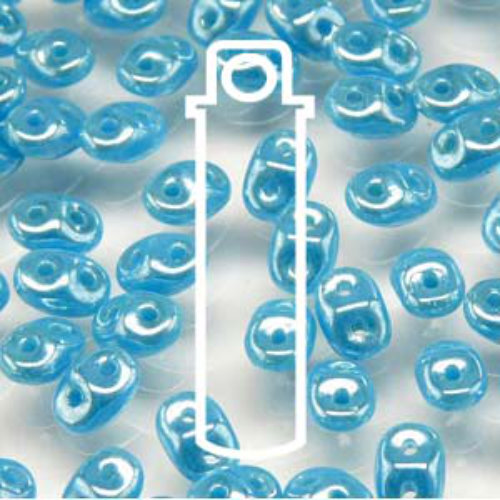 Mini Duo 2mm x 4mm - DU0463030-14400 - Turquoise Blue White Luster - 8gm Tube
