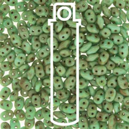 Mini Duo 2mm x 4mm - DU0463130-86805 - Dark Turquoise Green Travertine - 8gm Tube