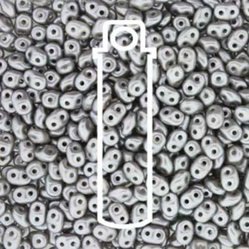 Mini Duo 2mm x 4mm - DU0425028 - Pastel Light Grey / Silver - 8gm Tube