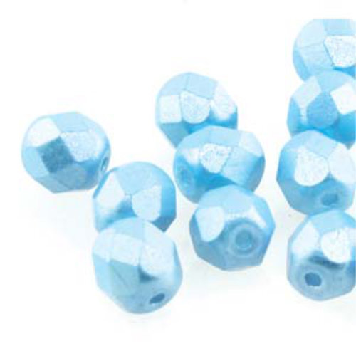 4mm Fire Polish Beads - Pastel Aqua 25019 - 38 Bead Strand