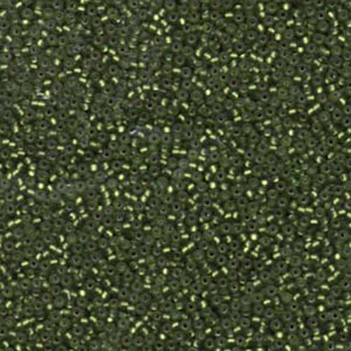 Miyuki 15/0 Rocaille Bead - 15-926F - Matte Silver Lined Olive - 250gm Bag