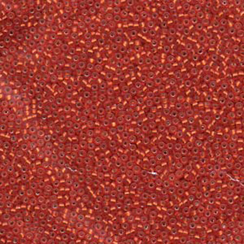Miyuki 15/0 Rocaille Bead - 15-910F - Matte Silver Lined Flame Red - 250gm Bag