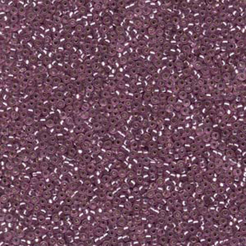 Miyuki 15/0 Rocaille Bead - 15-91650 - Semi Matte Silver Lined Lavender - 250gm Bag