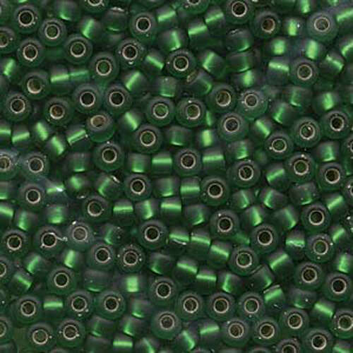 Miyuki 6/0 Rocaille Bead - 6-916F - Matte Silver Lined Green - 250gm Bag