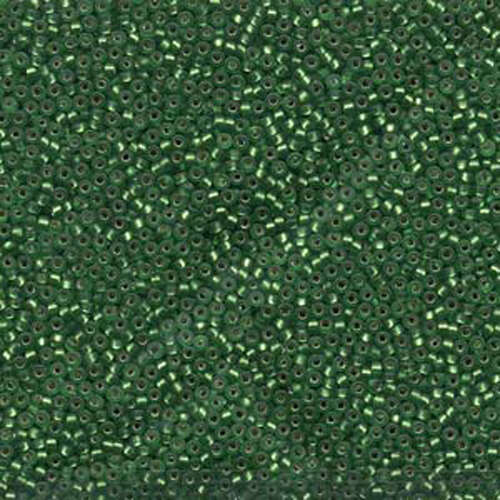 Miyuki 15/0 Rocaille Bead - 15-916F - Matte Silver Lined Green - 250gm Bag