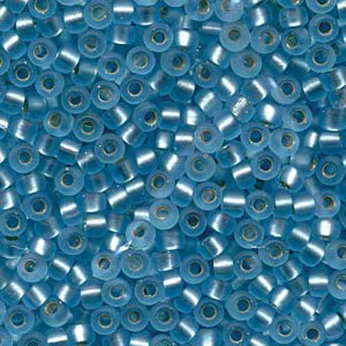 Miyuki 6/0 Rocaille Bead - 6-918F - Matte Silver Lined Aqua - 250gm Bag