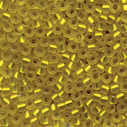 Miyuki 6/0 Rocaille Bead - 6-96F - Matte Silver Lined Yellow - 250gm Bag