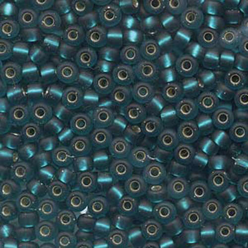 Miyuki 6/0 Rocaille Bead - 6-92425F - Matte Silver Lined Teal - 250gm Bag