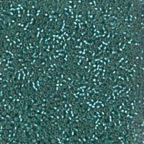 Miyuki 15/0 Rocaille Bead - 15-92425F - Matte Silver Lined Teal - 250gm Bag