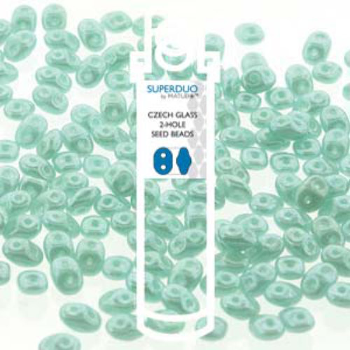 Super Duo 2.5mm x 5mm - DU0561300-14400 - Turquoise Blue White Luster - 22.5gm Tube