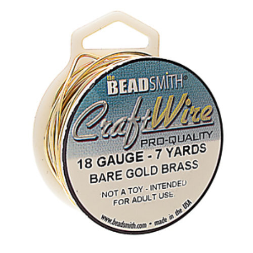 Tarnish Resistant Soft Temper Bare Gold Brass 18 Gauge Round Wire - 7yd / 6.4m Spool - CW18R-BGB-7