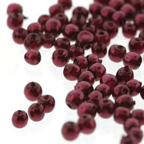 2mm Czech Glass Pearl - 150 Bead Strand - PRL02-17965 - Burgundy