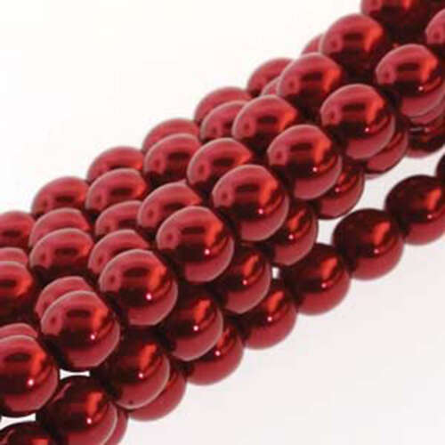 6mm Czech Glass Pearl - 75 Bead Strand - PRL06-70498 - Xmas Red