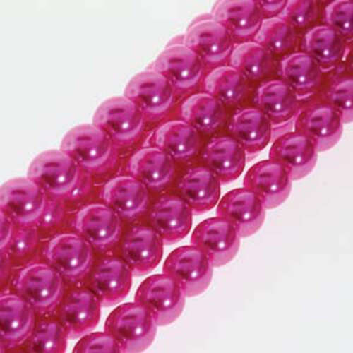 6mm Czech Glass Pearl - 75 Bead Strand - PRL06-70495 - Hot Pink