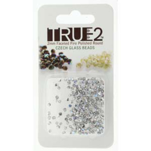 2mm Fire Polish Beads - Crystal Silver Rainbow 00030-98530 - 2gm Pack
