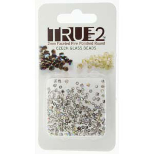 2mm Fire Polish Beads - Crystal Graphite Rainbow 00030-98537 - 2gm Pack